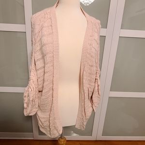 AE Gathered Tie Sleeve Cardigan in Blush Pink